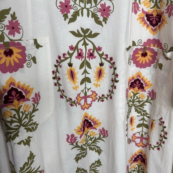 Zara Ecru Floral Midi Dress Small - Picture 6 of 14